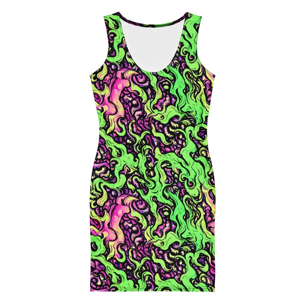 Acid Tangle on Bodycon Dress — Front