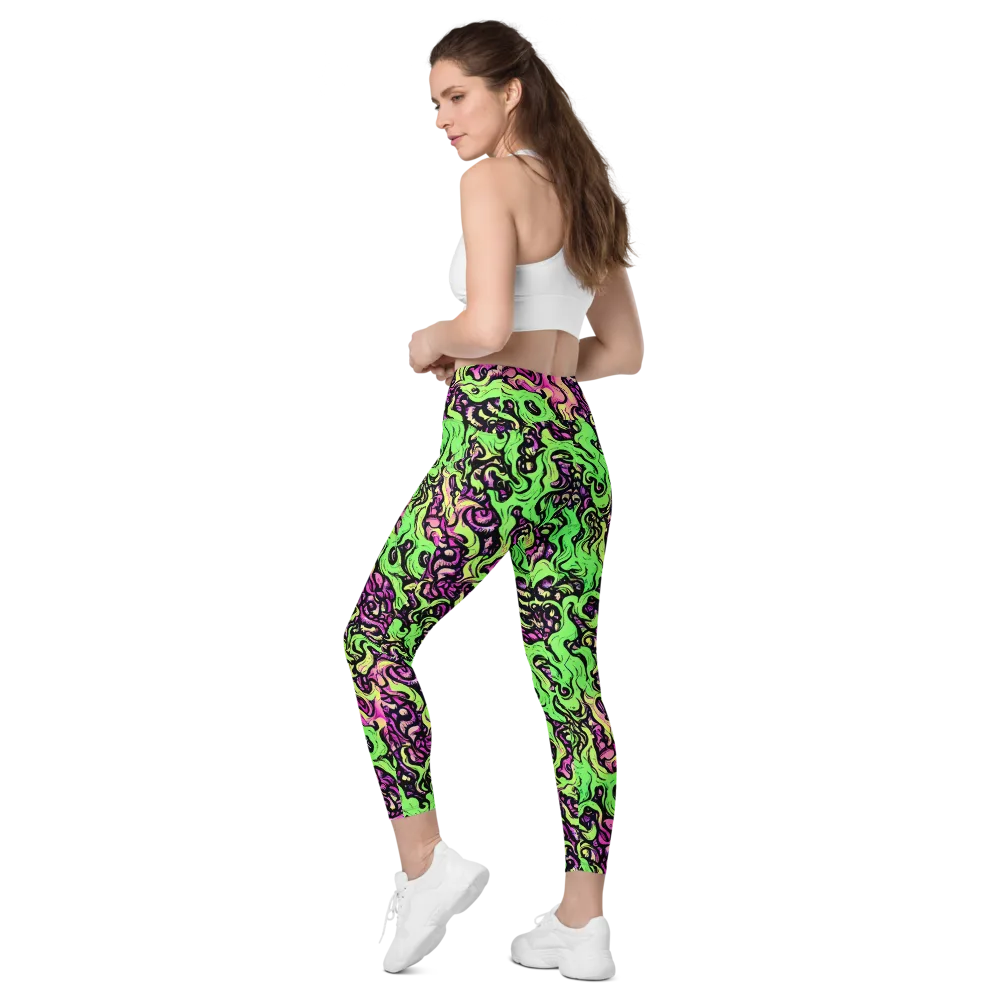 Acid Tangle on Leggings with Pockets — Left Back