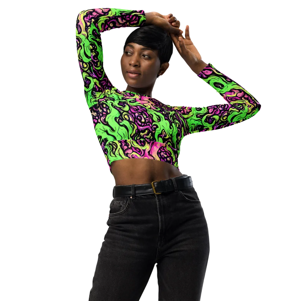 Acid Tangle on Long Sleeve Crop Top — Front