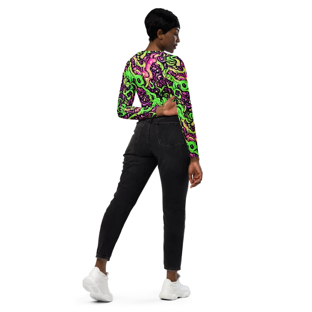 Acid Tangle on Long Sleeve Crop Top — Right Back