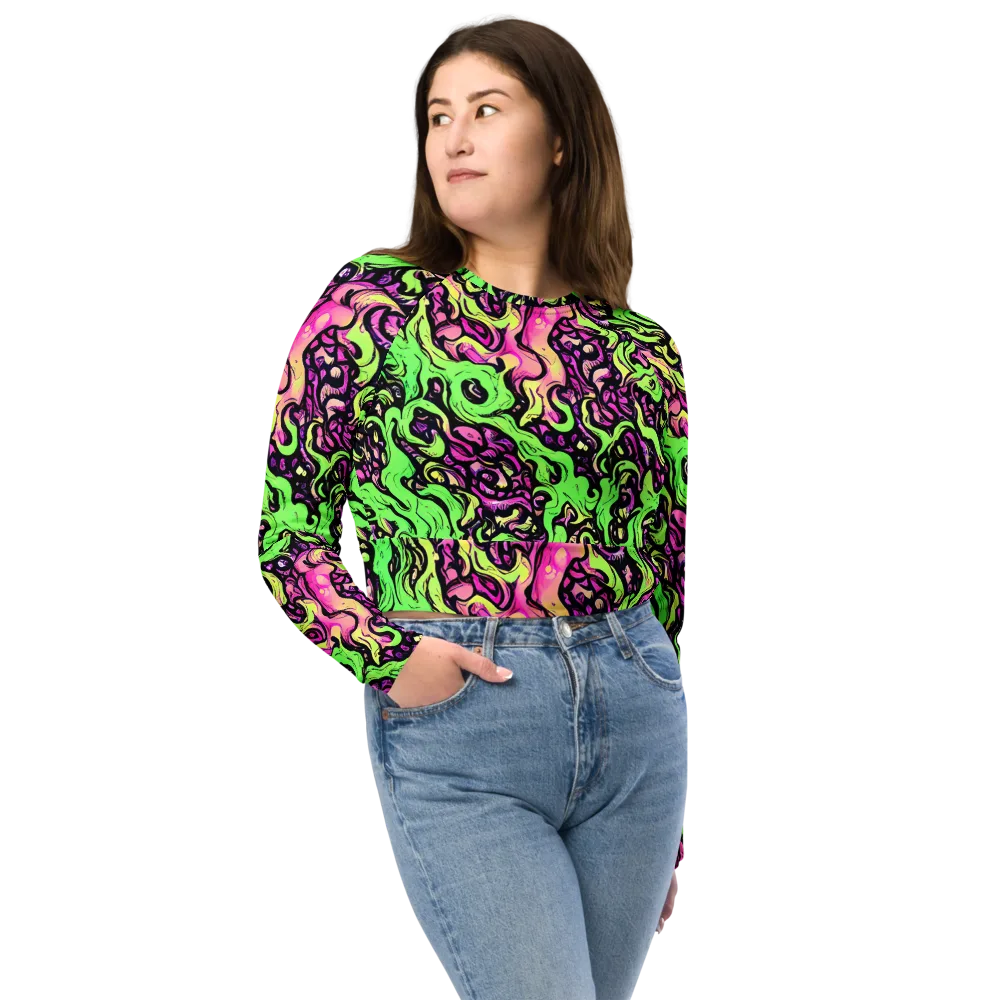 Acid Tangle on Long Sleeve Crop Top — Front