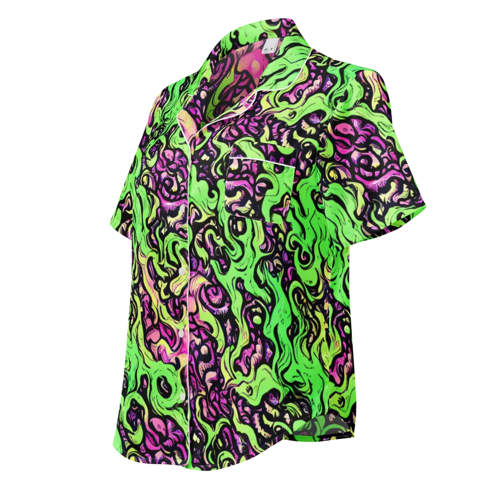 Acid Tangle on Women's Short Sleeve Pajama Top — Left Front
