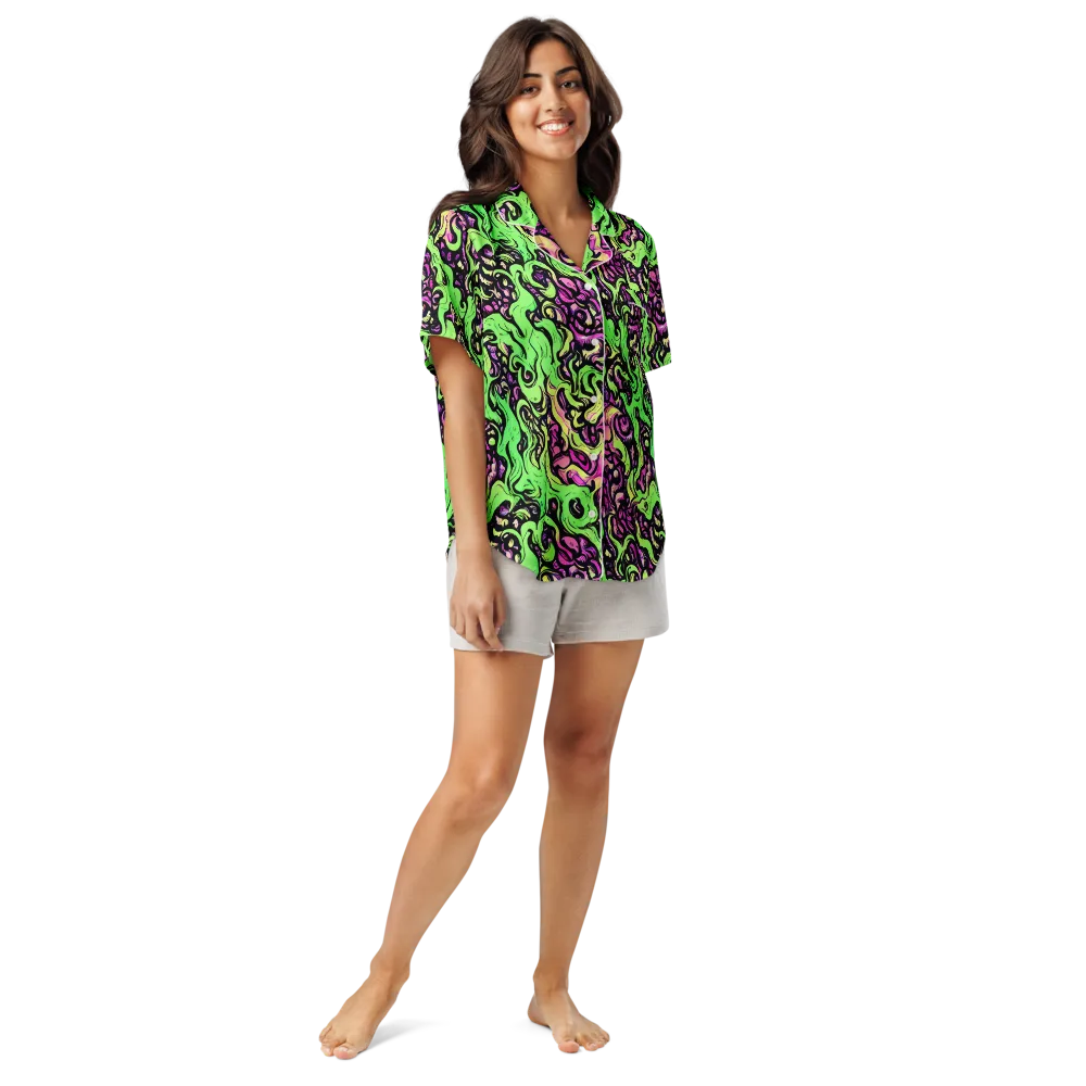 Acid Tangle on Women's Short Sleeve Pajama Top — Front