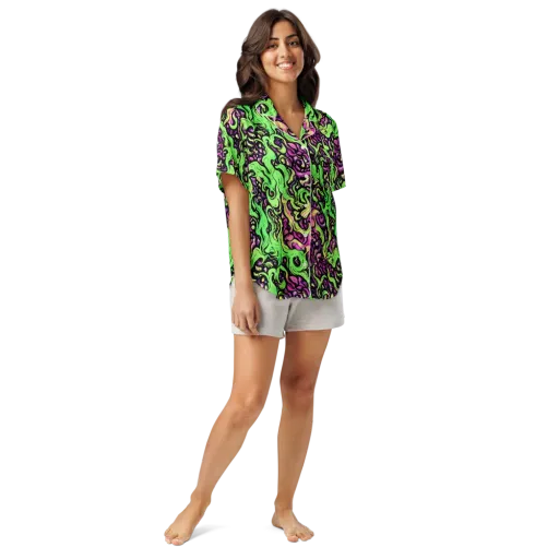 Acid Tangle on a Women's Short Sleeve Pajama Top