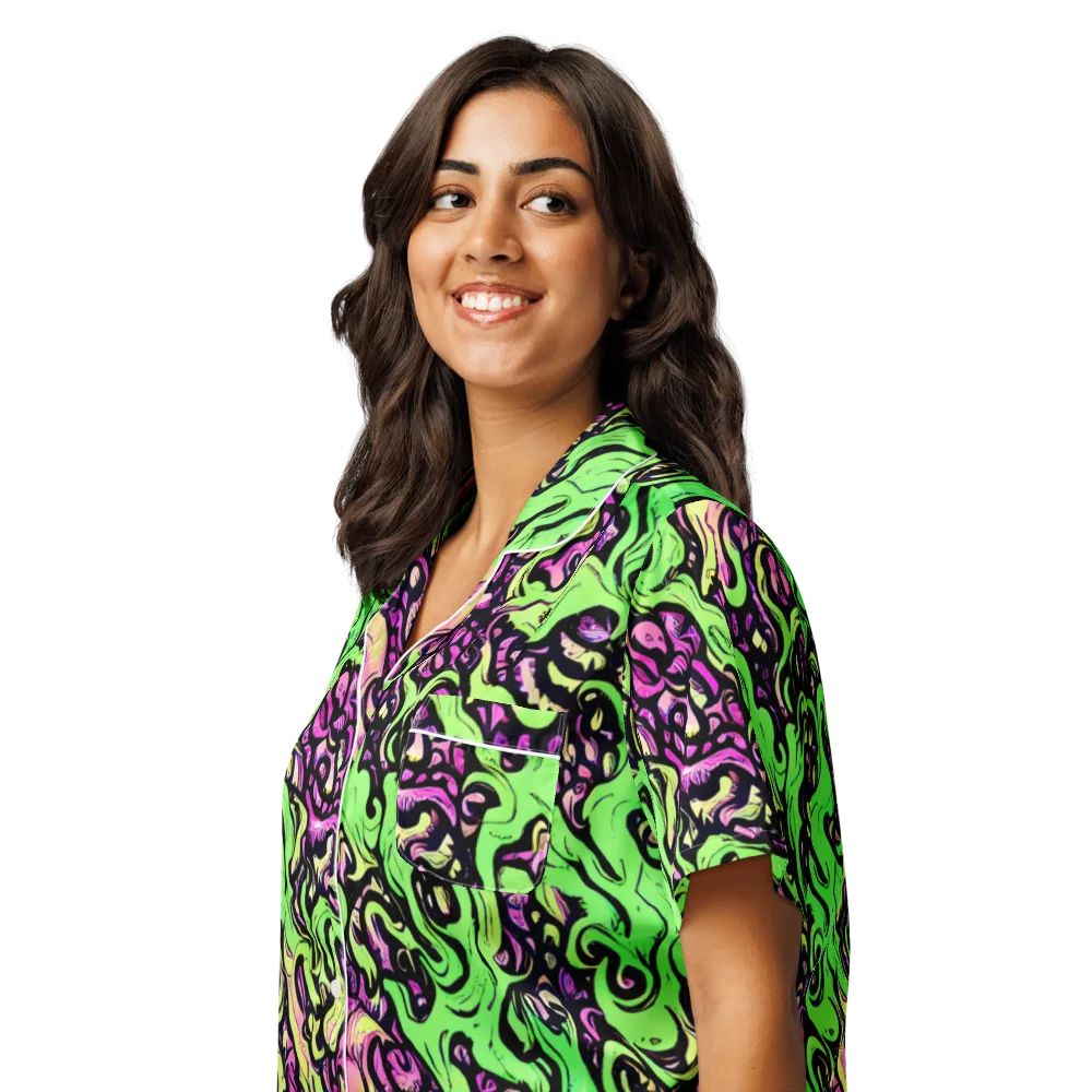 Acid Tangle on Women's Short Sleeve Pajama Top — Left Front
