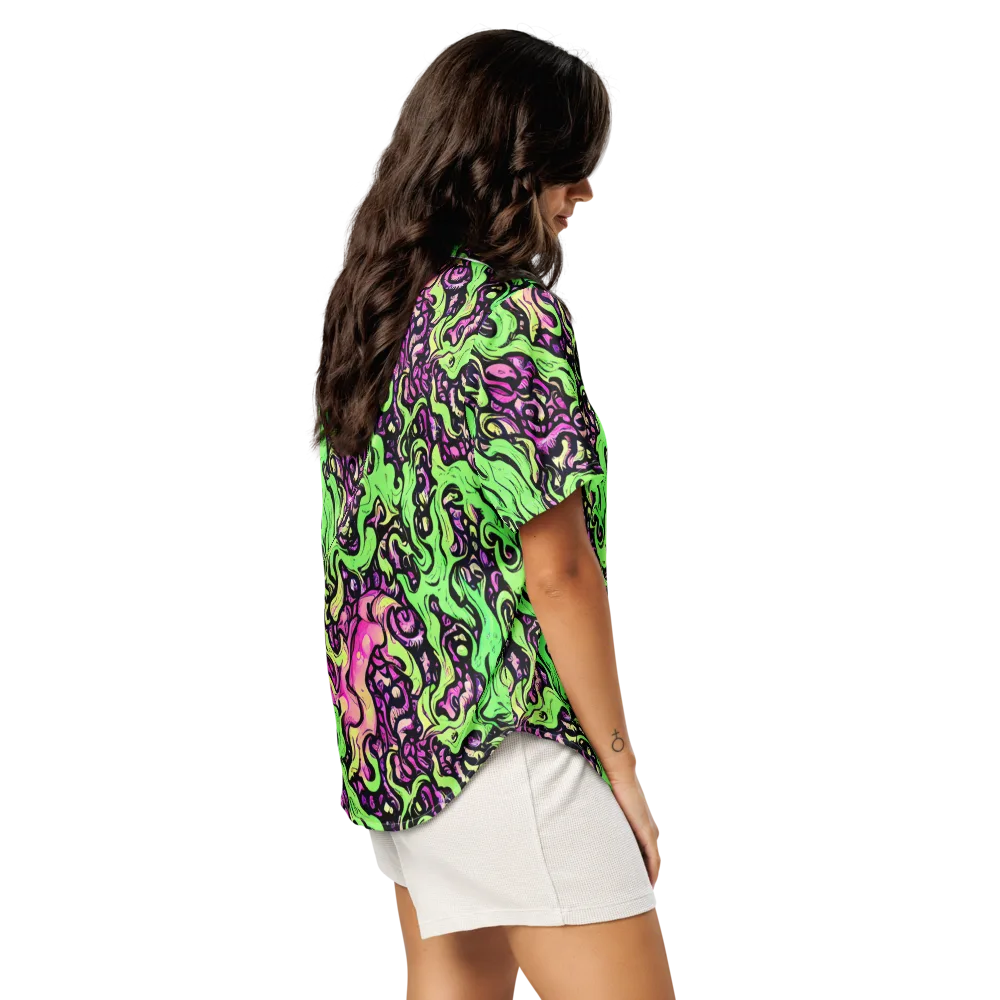 Acid Tangle on Women's Short Sleeve Pajama Top — Right Back