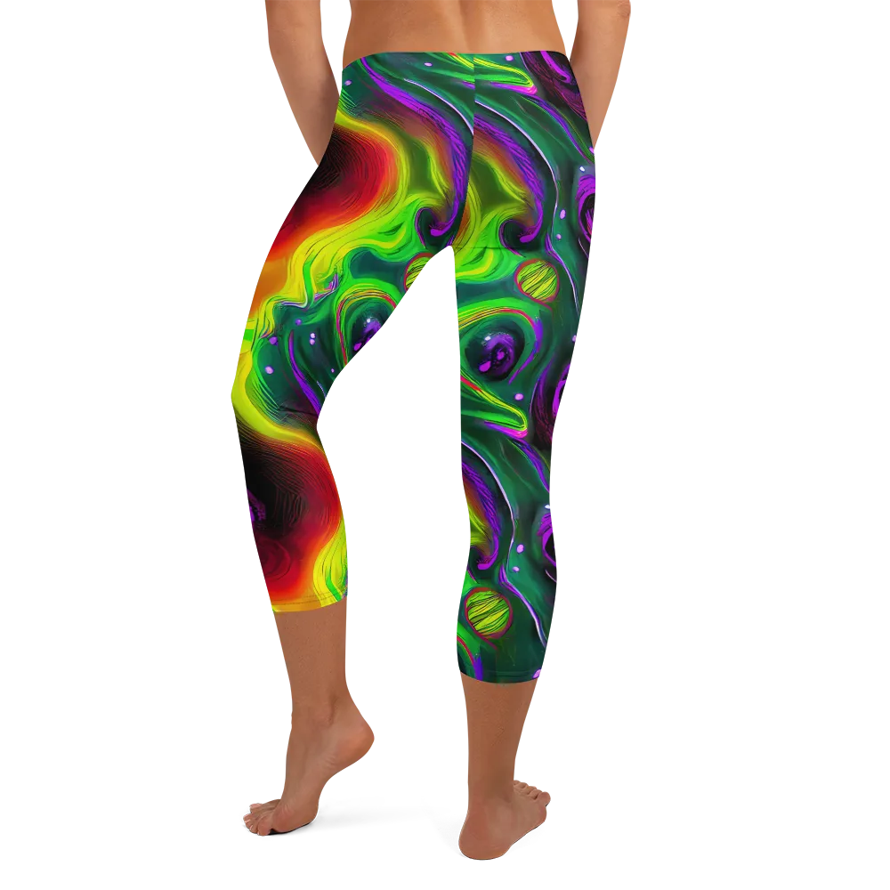 Ultraviolet Lava on Capri Leggings — Back