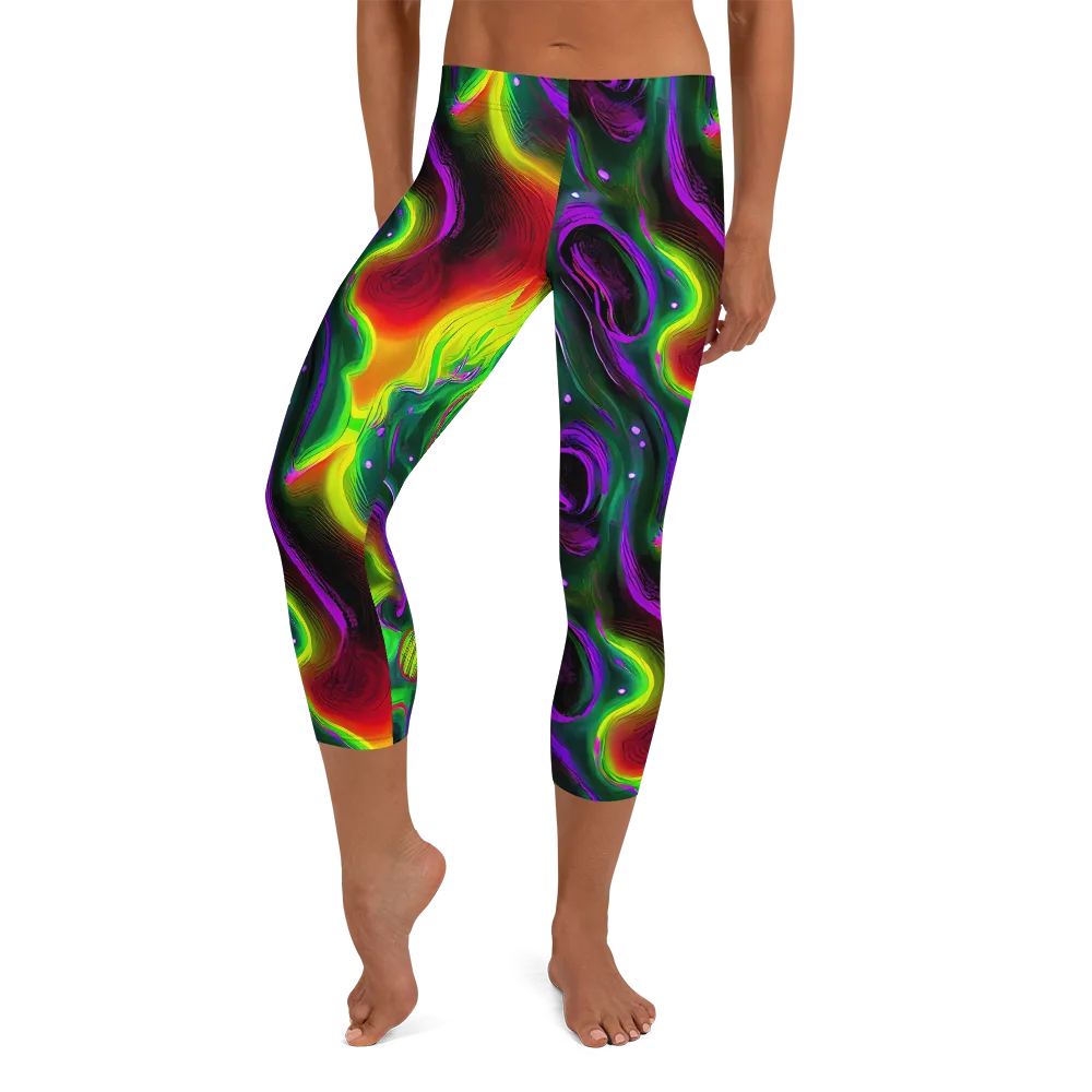 Ultraviolet Lava on Capri Leggings — Front