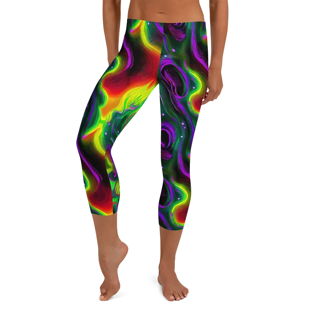Ultraviolet Lava on Capri Leggings — Front