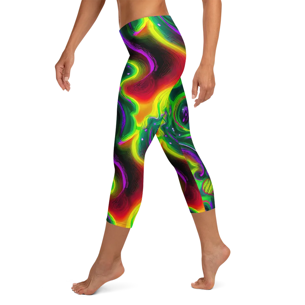 Ultraviolet Lava on Capri Leggings — Left