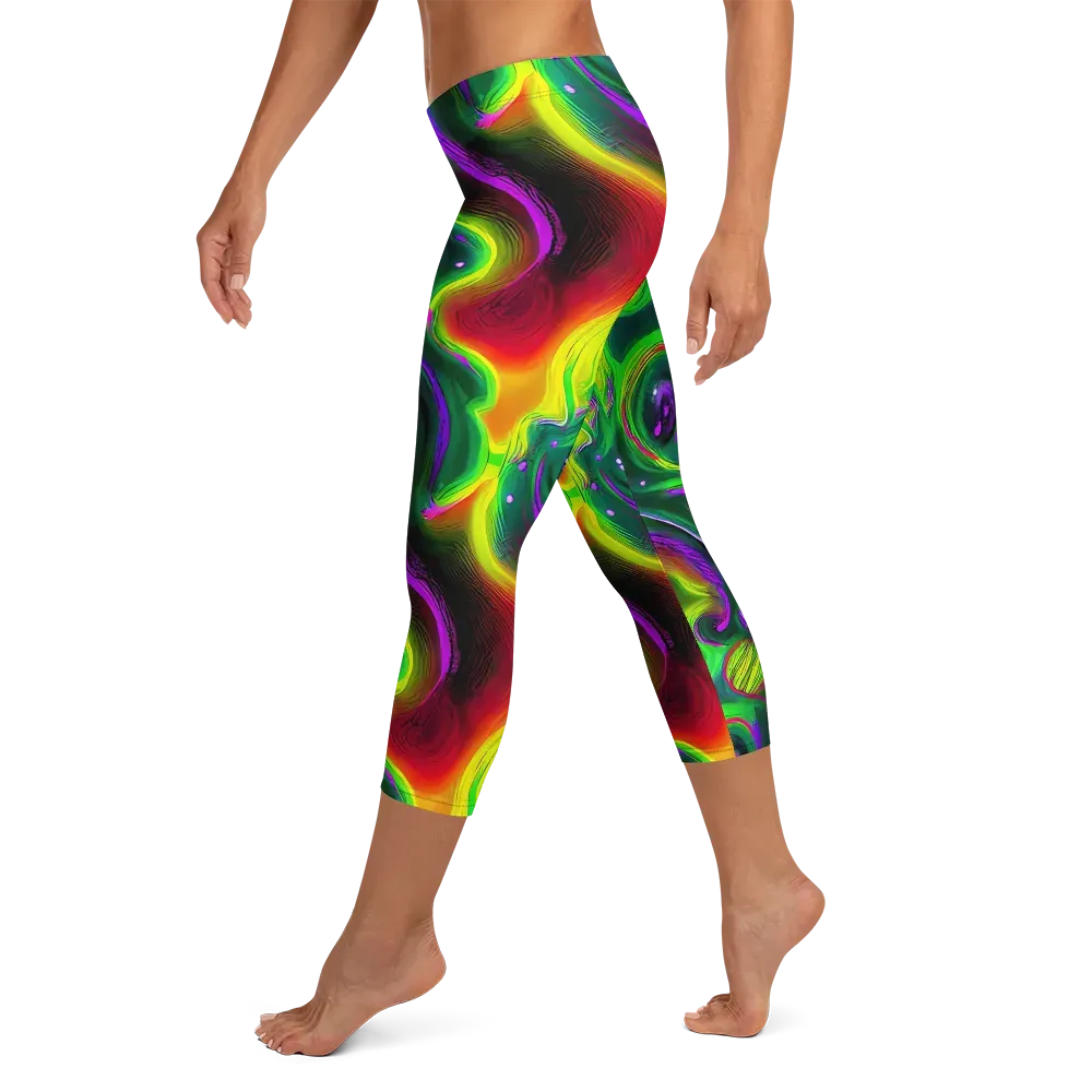 Ultraviolet Lava on Capri Leggings — Left