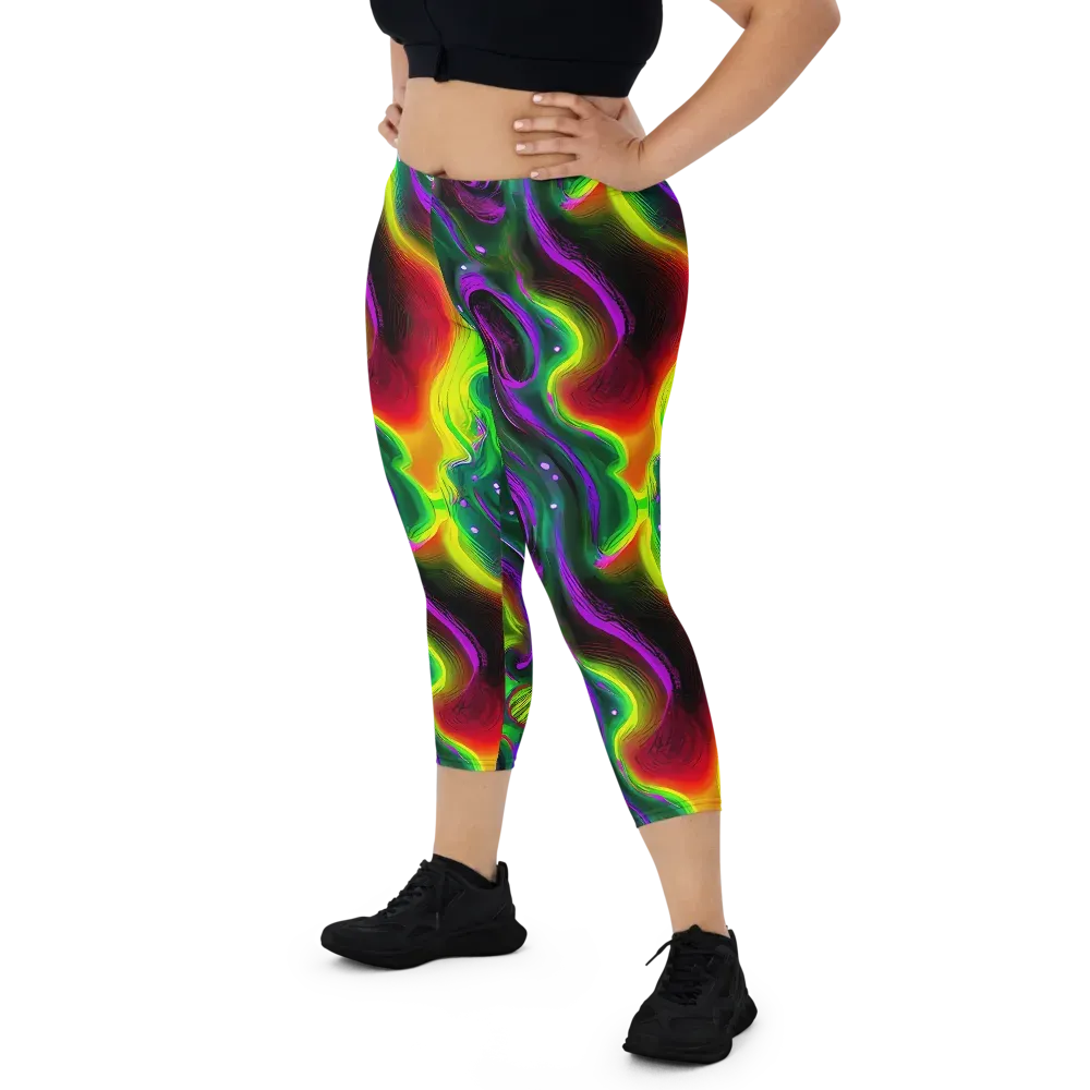 Ultraviolet Lava on Capri Leggings — Front