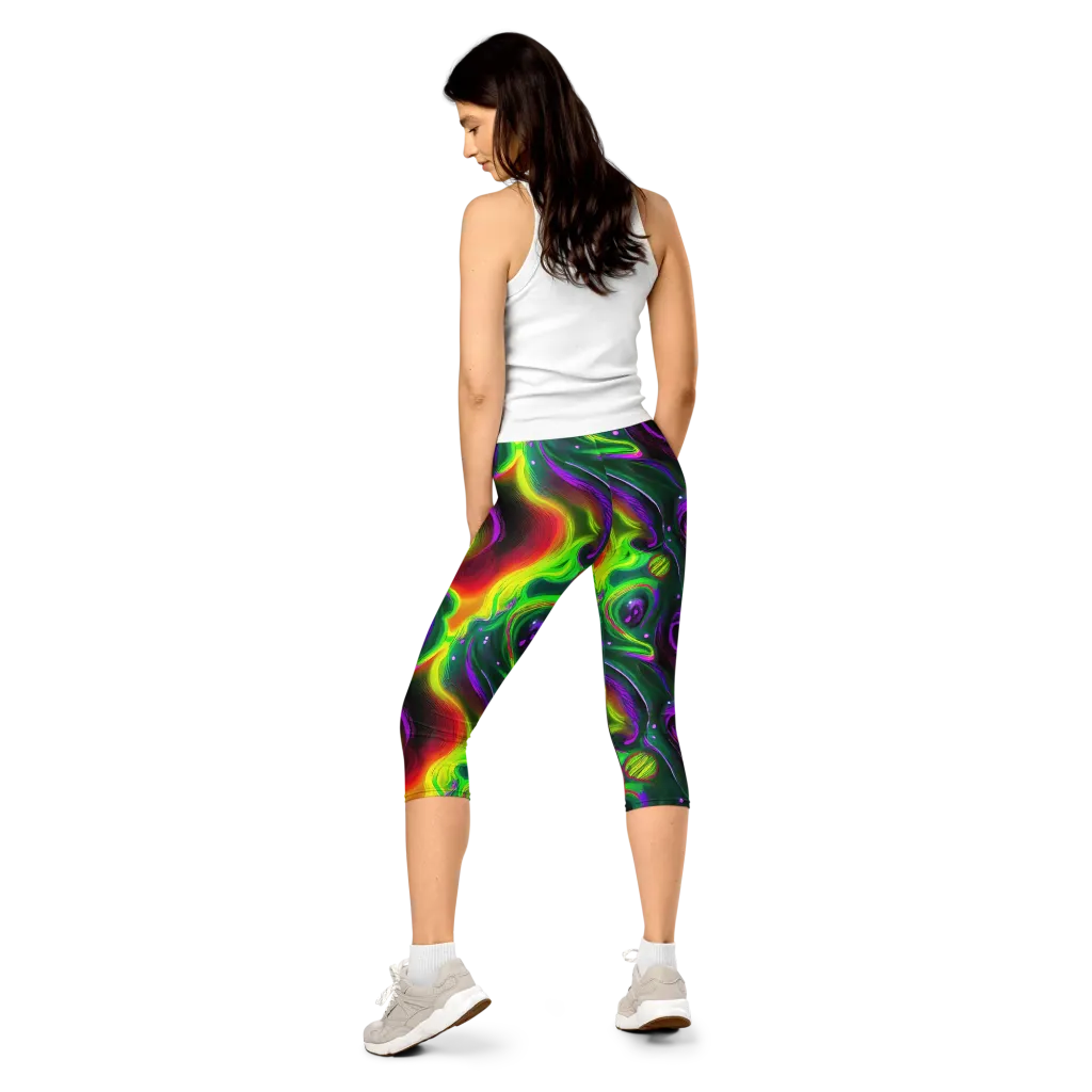 Ultraviolet Lava on Capri Leggings — Back