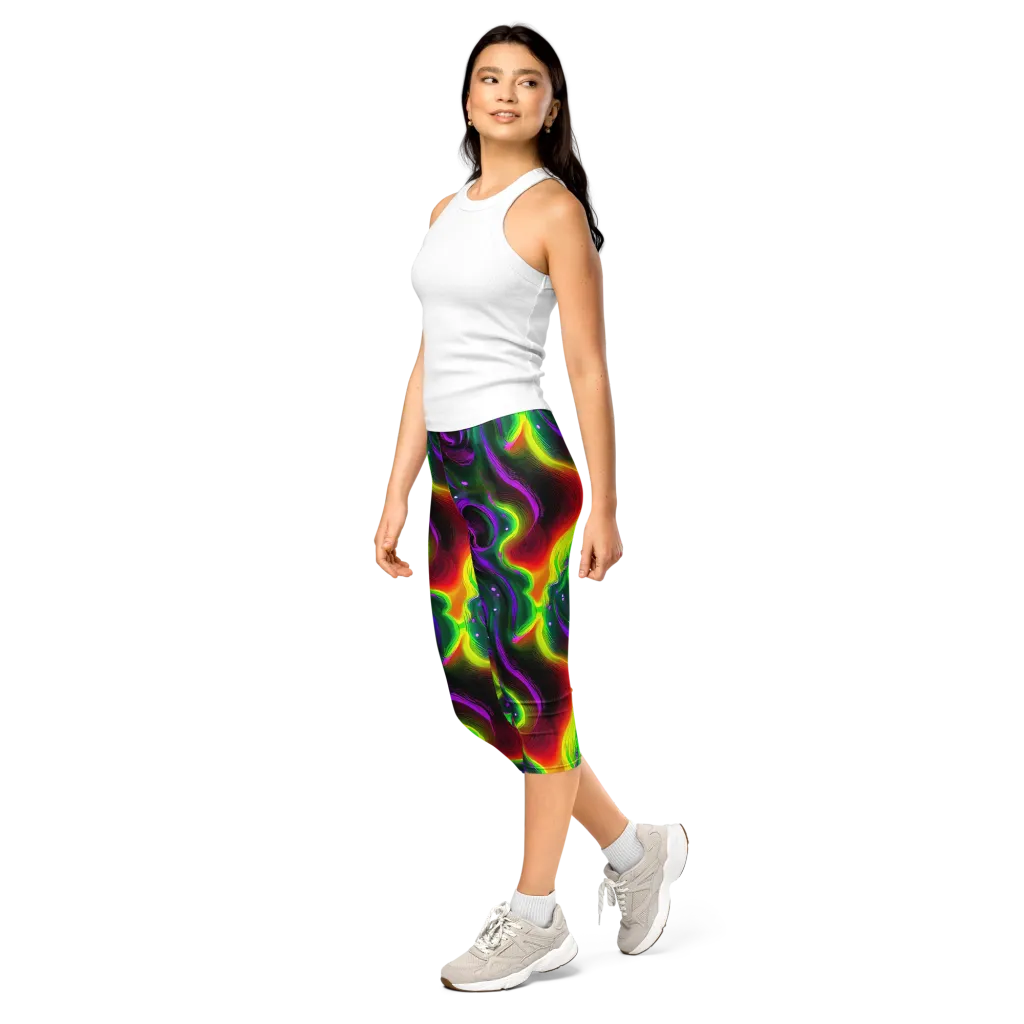 Ultraviolet Lava on Capri Leggings — Left Front