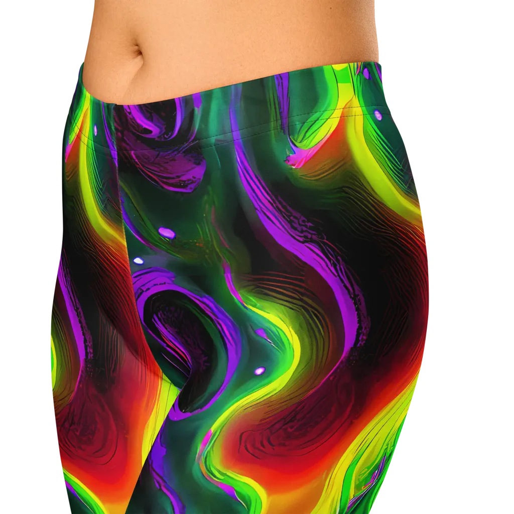 Ultraviolet Lava on Capri Leggings — Zoomed-in