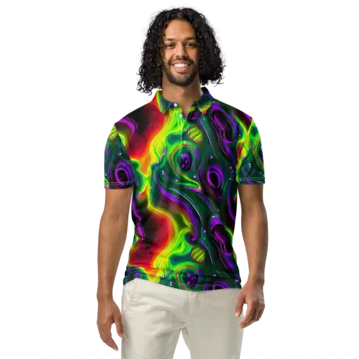 Ultraviolet Lava on a Men's Slim Fit Polo Shirt