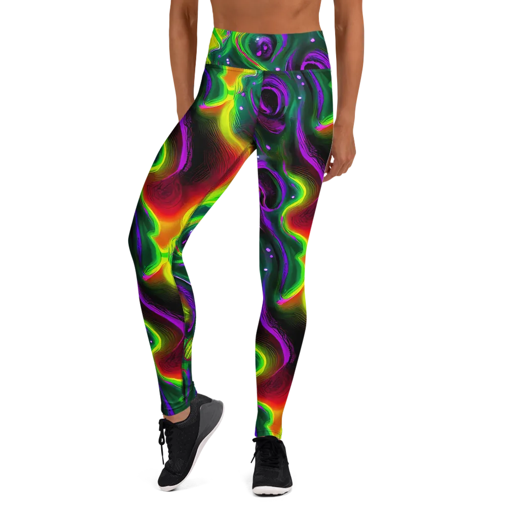 Ultraviolet Lava on Yoga Leggings — Front