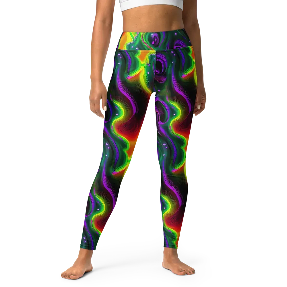 Ultraviolet Lava on Yoga Leggings — Front