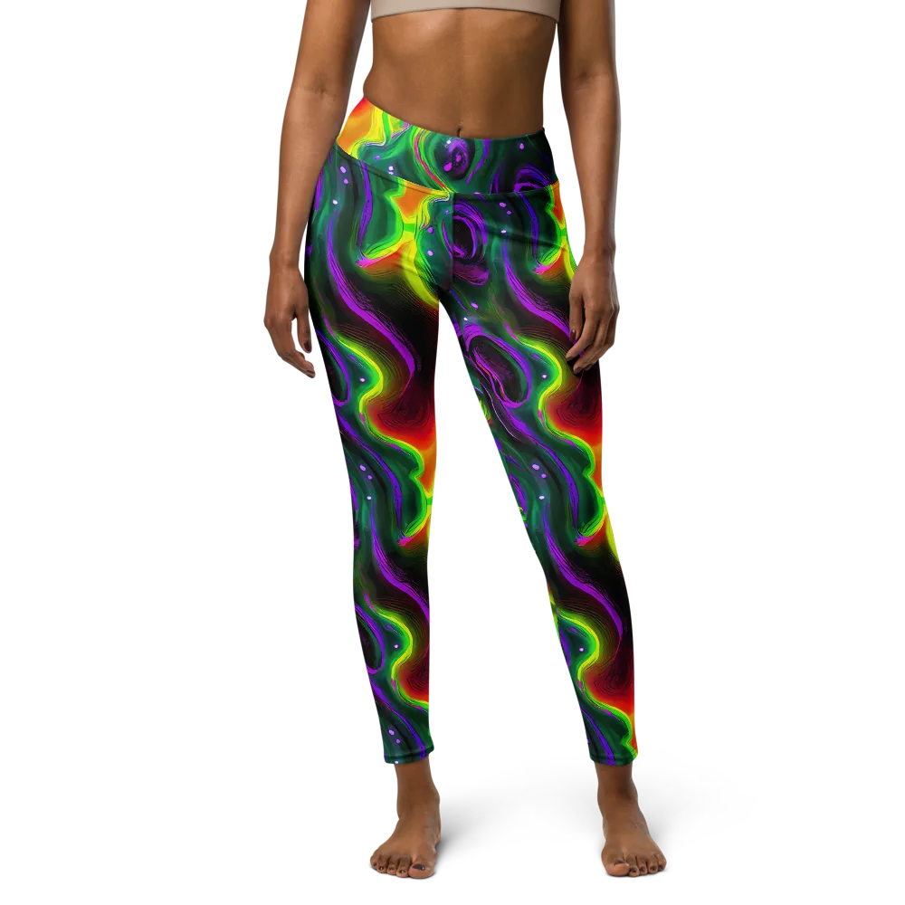 Ultraviolet Lava on Yoga Leggings — Front