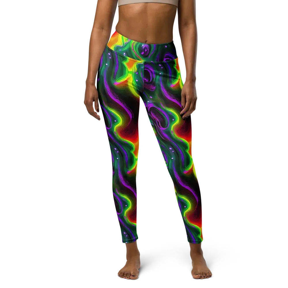 Ultraviolet Lava on Yoga Leggings — Front