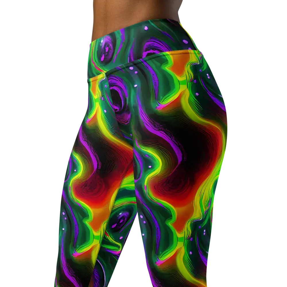 Ultraviolet Lava on Yoga Leggings — Left Front