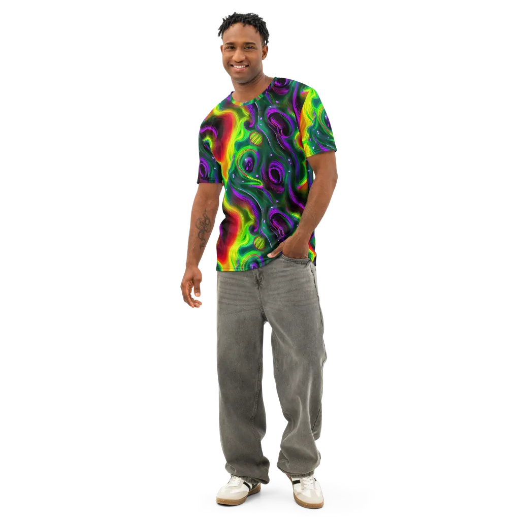 Ultraviolet Lava on Men's Cotton Crew Neck T-Shirt — Front