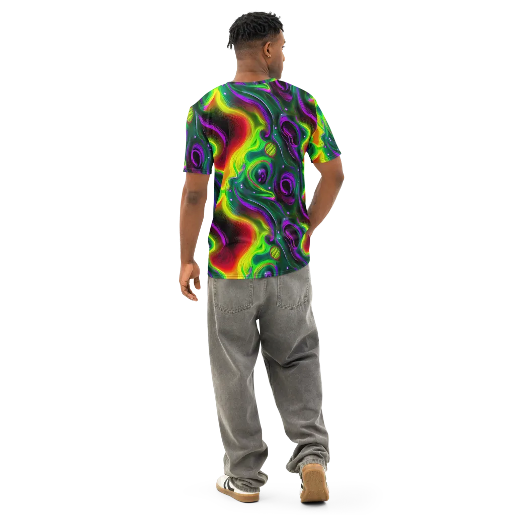 Ultraviolet Lava on Men's Cotton Crew Neck T-Shirt — Back