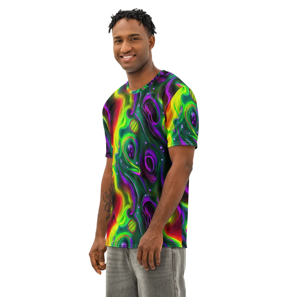 Ultraviolet Lava on Men's Cotton Crew Neck T-Shirt — Left Front