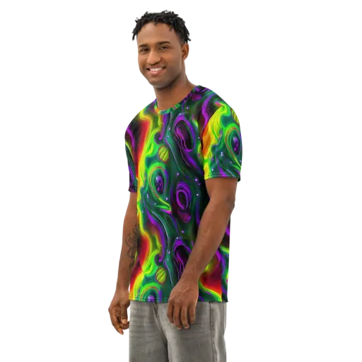 Ultraviolet Lava on a Men's Cotton Crew Neck T-Shirt
