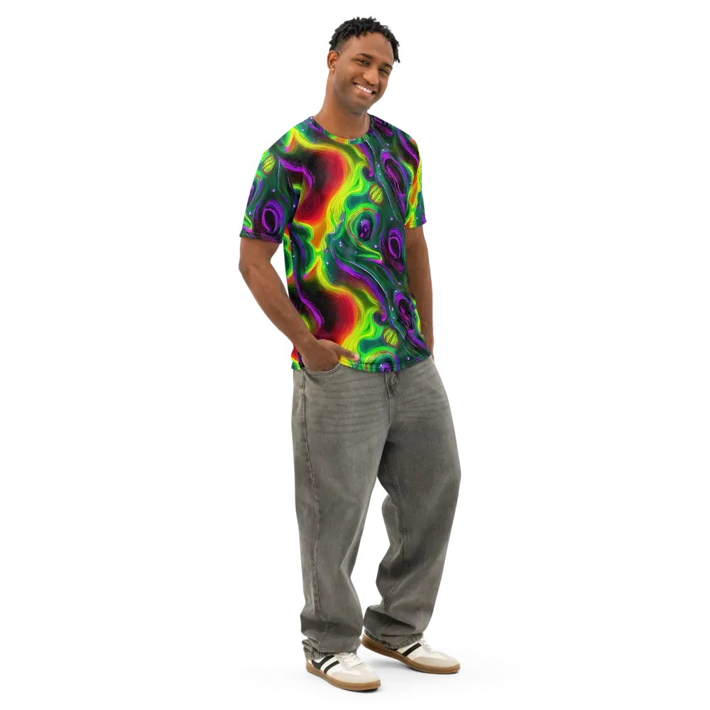 Ultraviolet Lava on Men's Cotton Crew Neck T-Shirt — Right Front