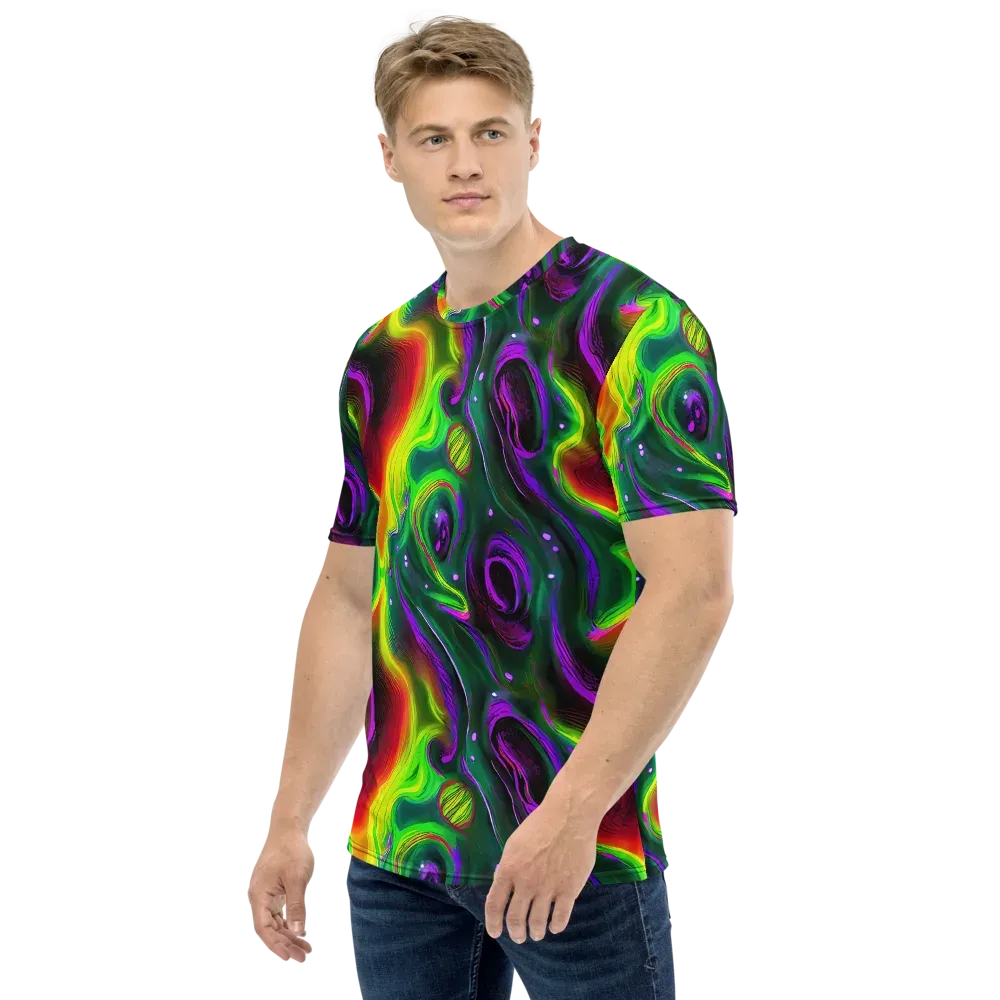 Ultraviolet Lava on Men's Crew Neck T-Shirt — Left