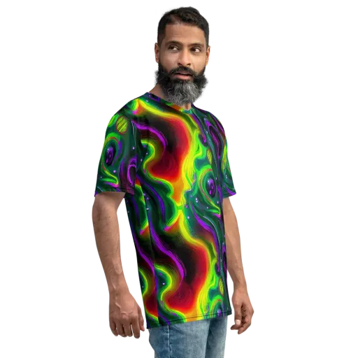 Ultraviolet Lava on a Men's Crew Neck T-Shirt