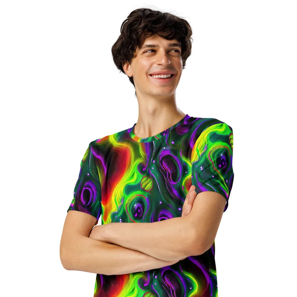 Ultraviolet Lava on Men's Crew Neck T-Shirt — Left Front