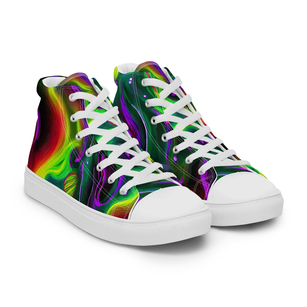 Ultraviolet Lava on Men's High Top Canvas Shoes — Right Front