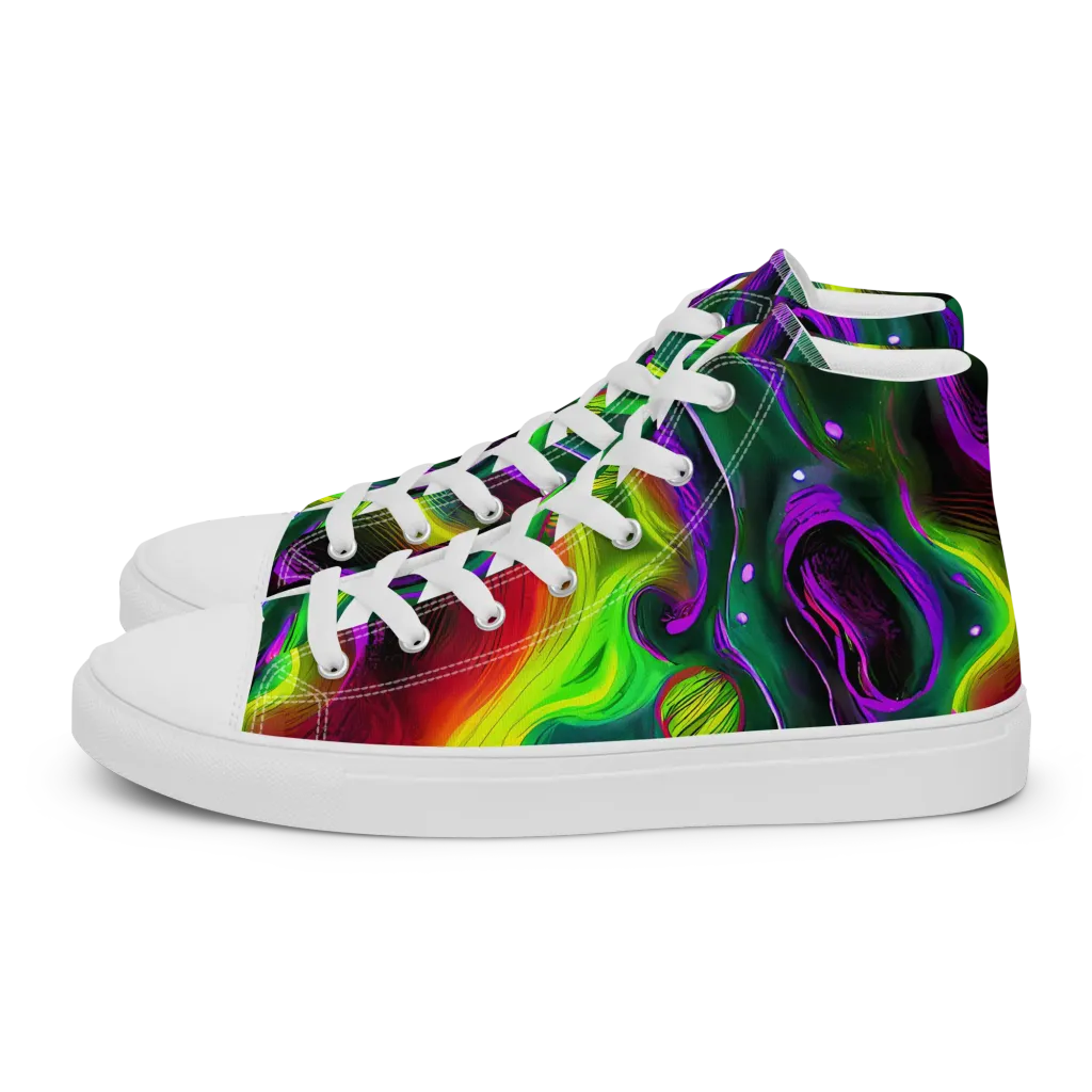 Ultraviolet Lava on Men's High Top Canvas Shoes — Left