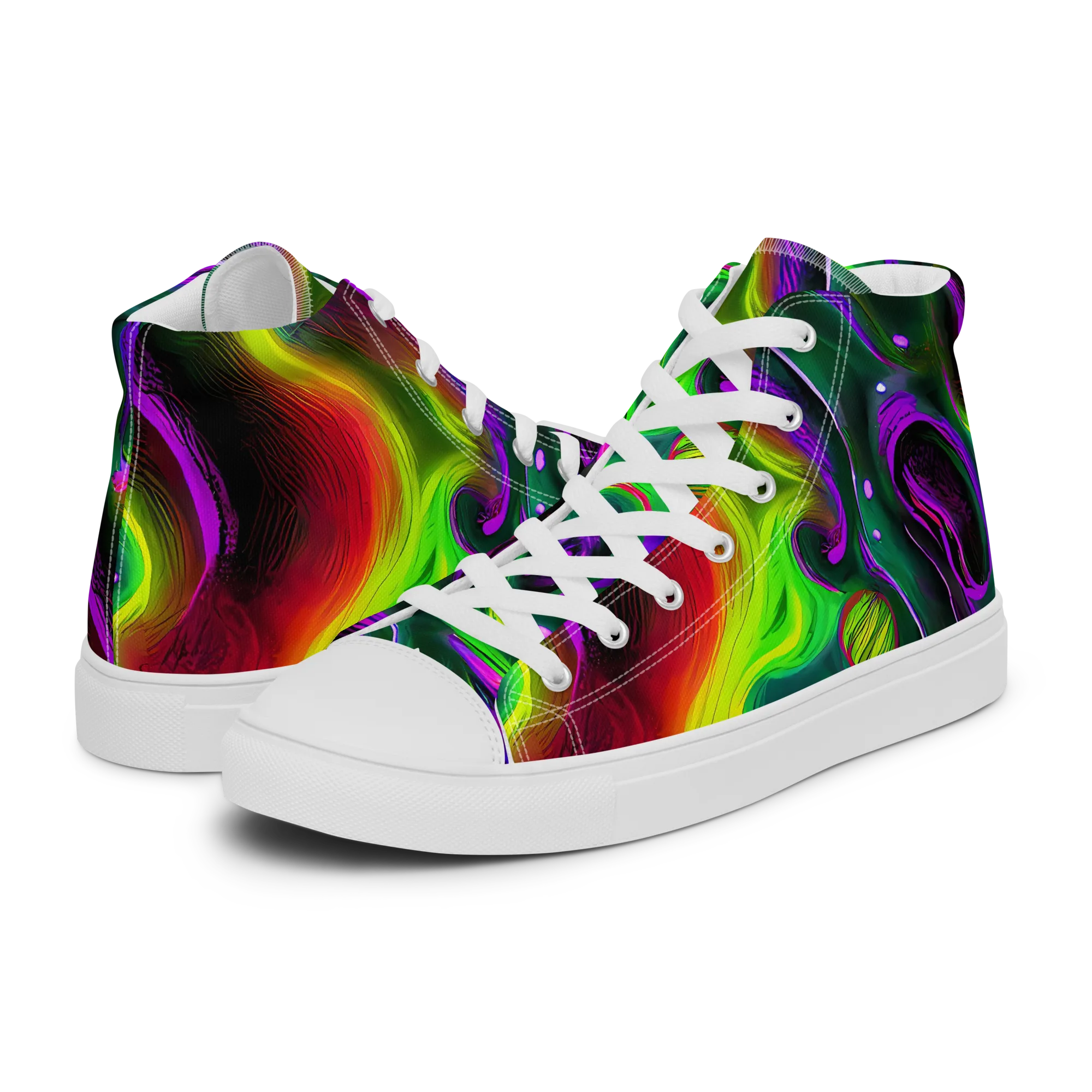 Ultraviolet Lava on Men's High Top Canvas Shoes — Left