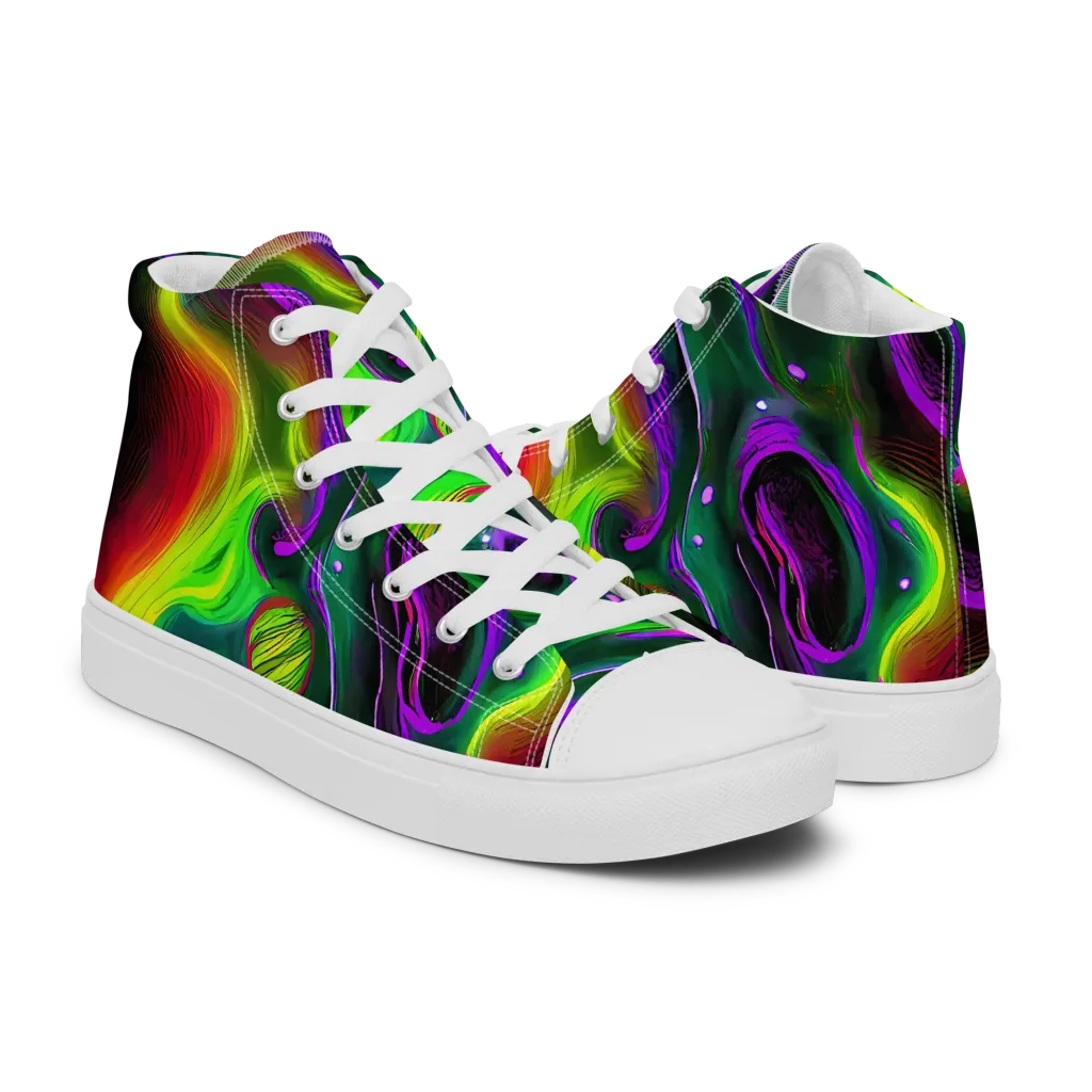 Ultraviolet Lava on Men's High Top Canvas Shoes — Right