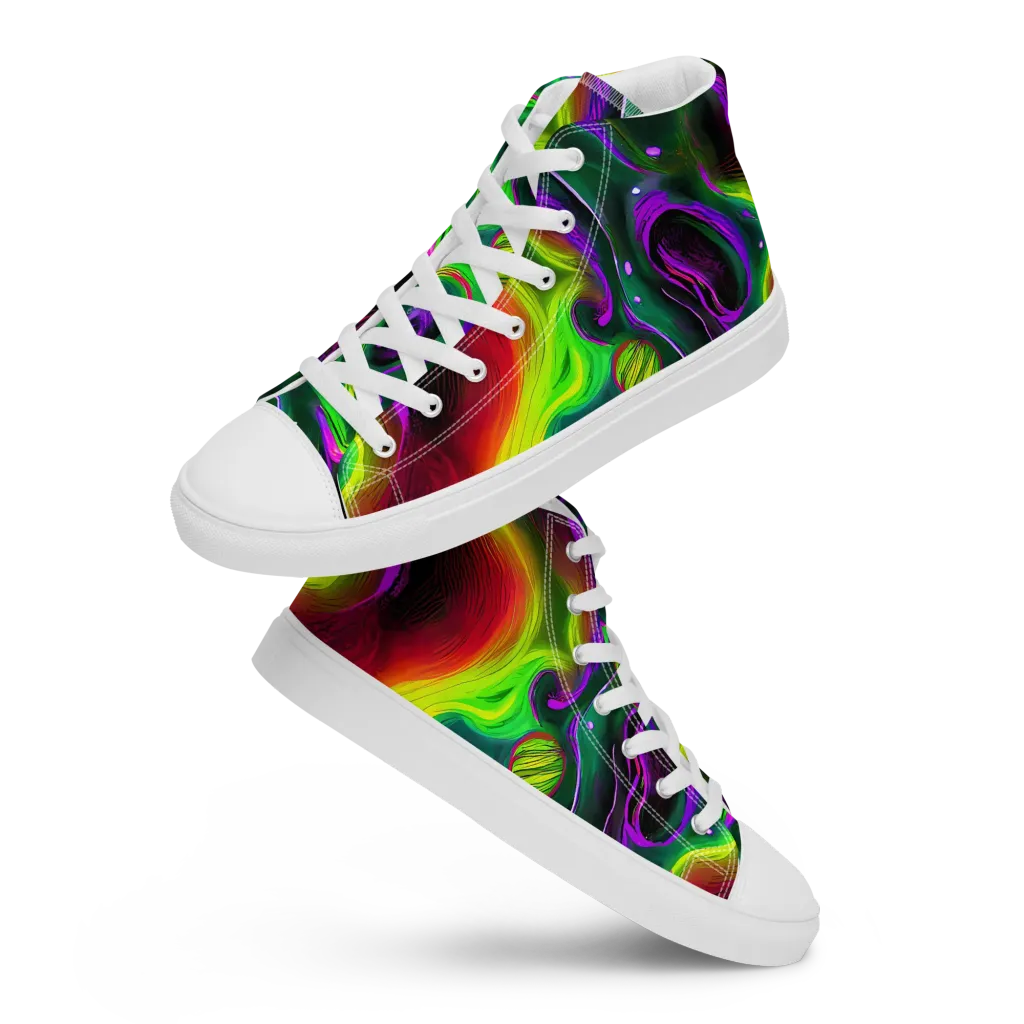 Ultraviolet Lava on Men's High Top Canvas Shoes — Front