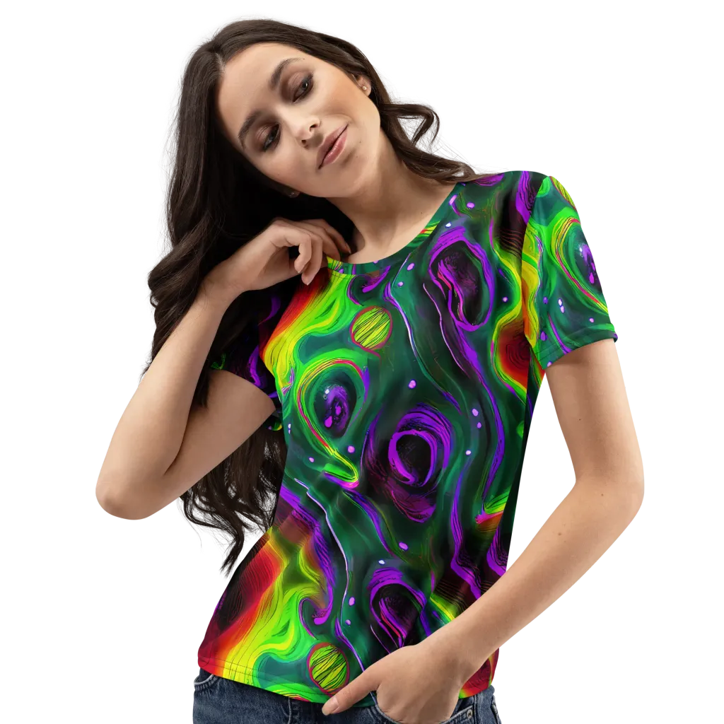 Ultraviolet Lava on Women's Crew Neck T-Shirt — Left Front