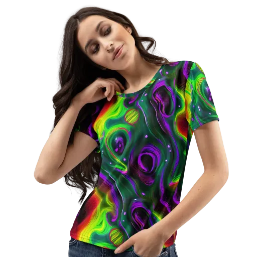 Ultraviolet Lava on a Women's Crew Neck T-Shirt