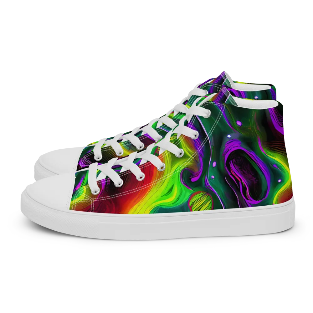 Ultraviolet Lava on Women's High Top Canvas Shoes — Left