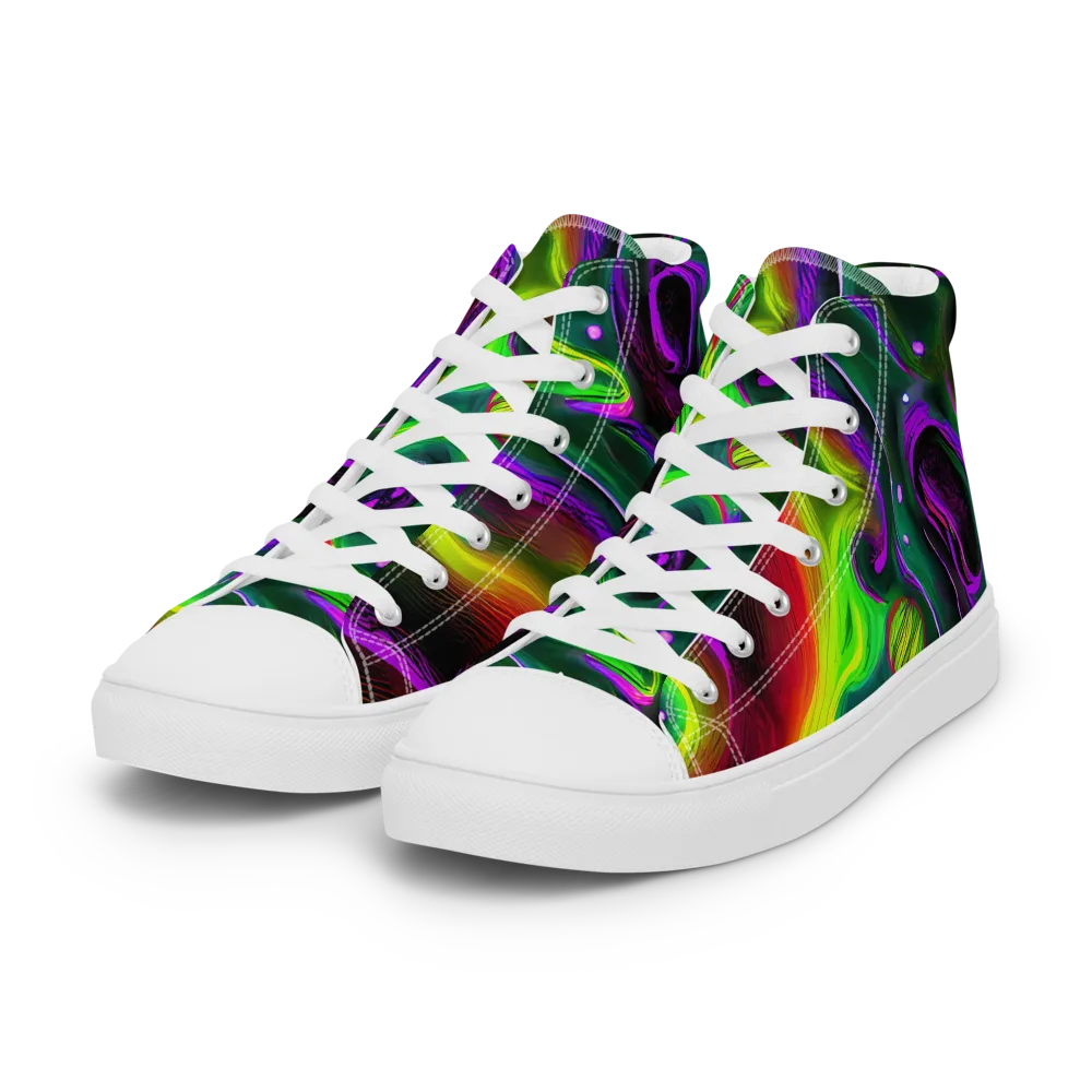 Ultraviolet Lava on Women's High Top Canvas Shoes — Left Front