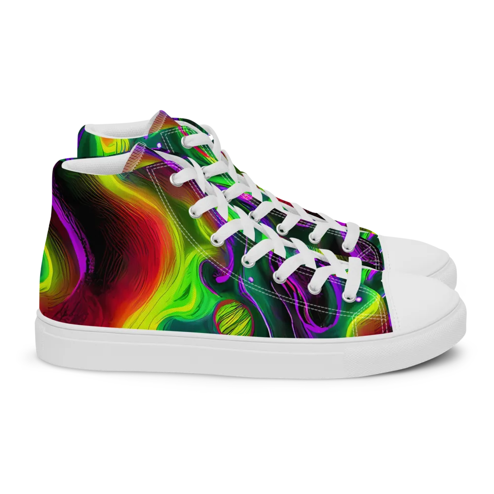 Ultraviolet Lava on Women's High Top Canvas Shoes — Right