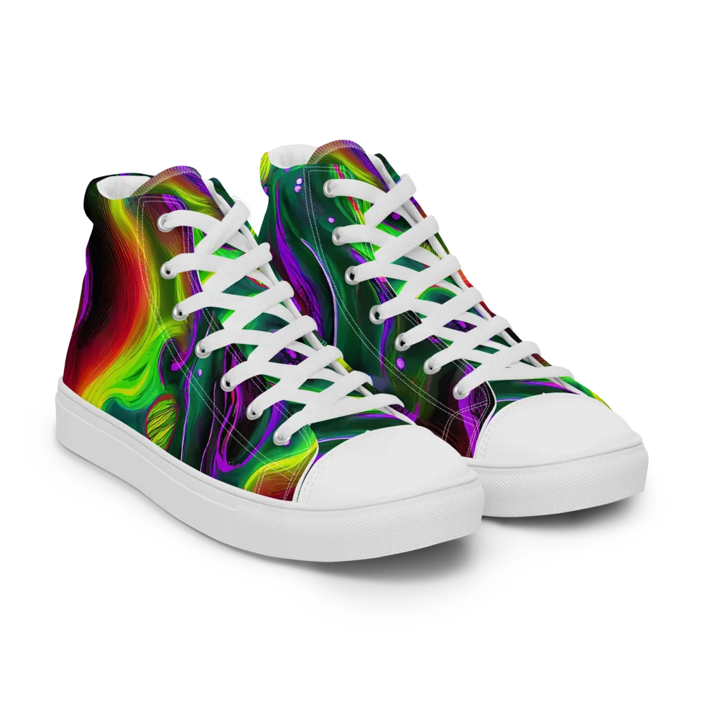 Ultraviolet Lava on Women's High Top Canvas Shoes — Right Front