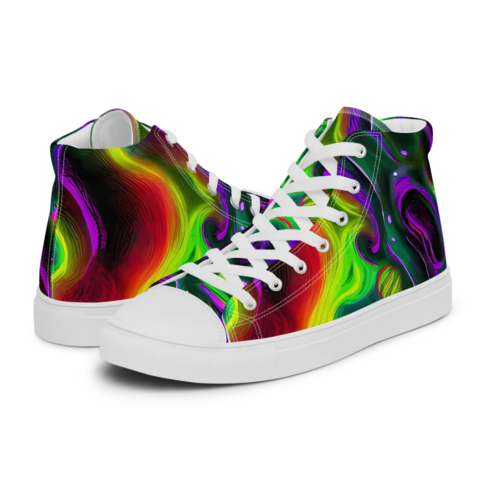 Ultraviolet Lava on Women's High Top Canvas Shoes — Left