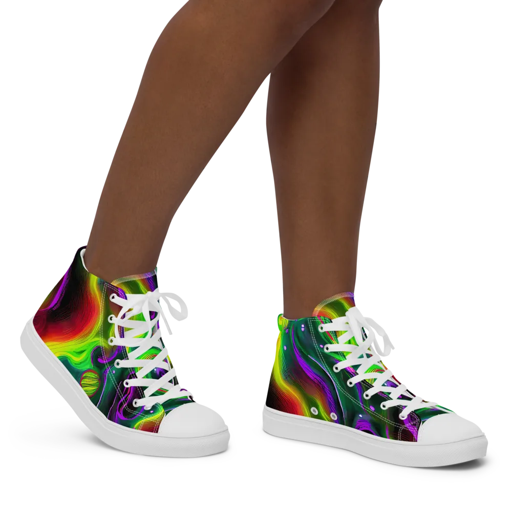 Ultraviolet Lava on Women's High Top Canvas Shoes — Right