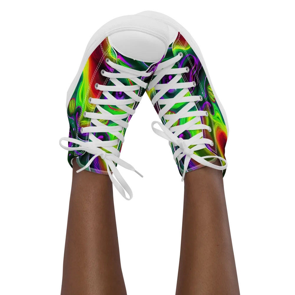 Ultraviolet Lava on Women's High Top Canvas Shoes — Front