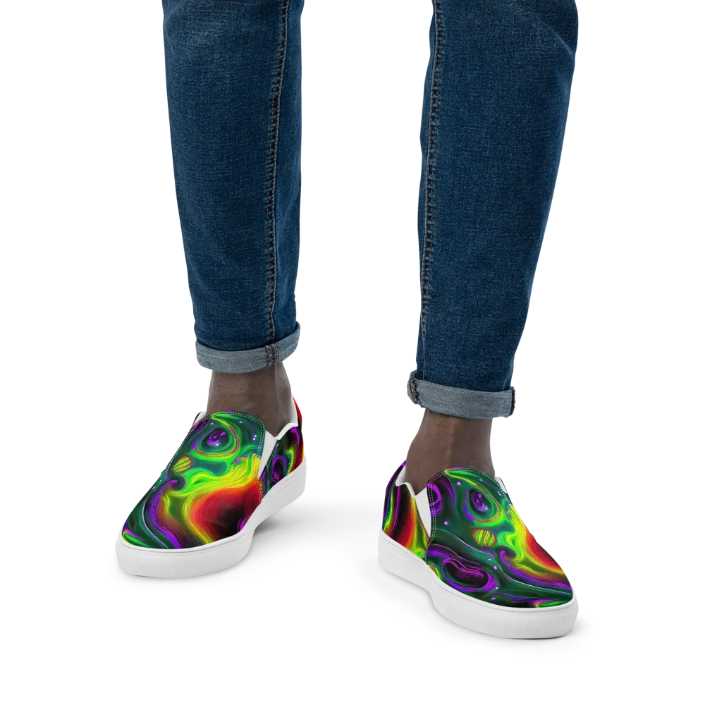 Ultraviolet Lava on Men's Slip-On Canvas Shoes — Front