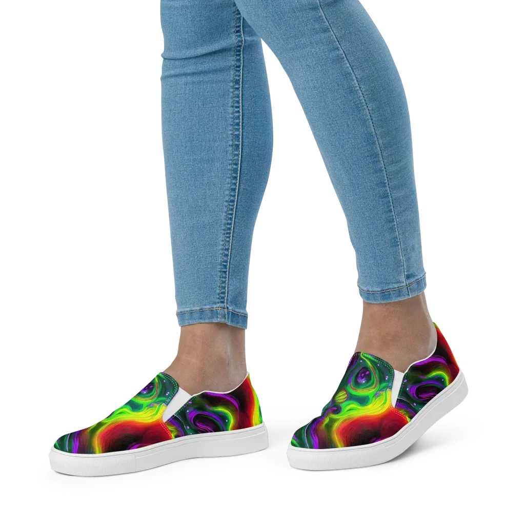 Ultraviolet Lava on Women's Slip-On Canvas Shoes — Front