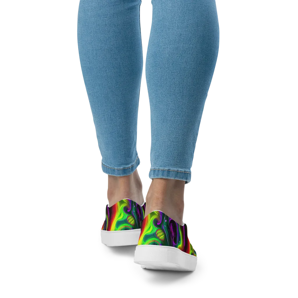 Ultraviolet Lava on Women's Slip-On Canvas Shoes — Back